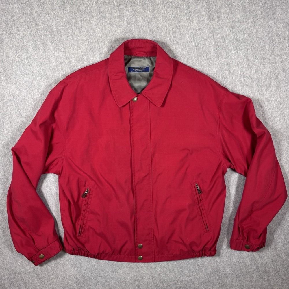 VTG BROOKS BROTHERS Jacket Mens XL Red Harrington Bomber Full Zip 90s MadeUSA